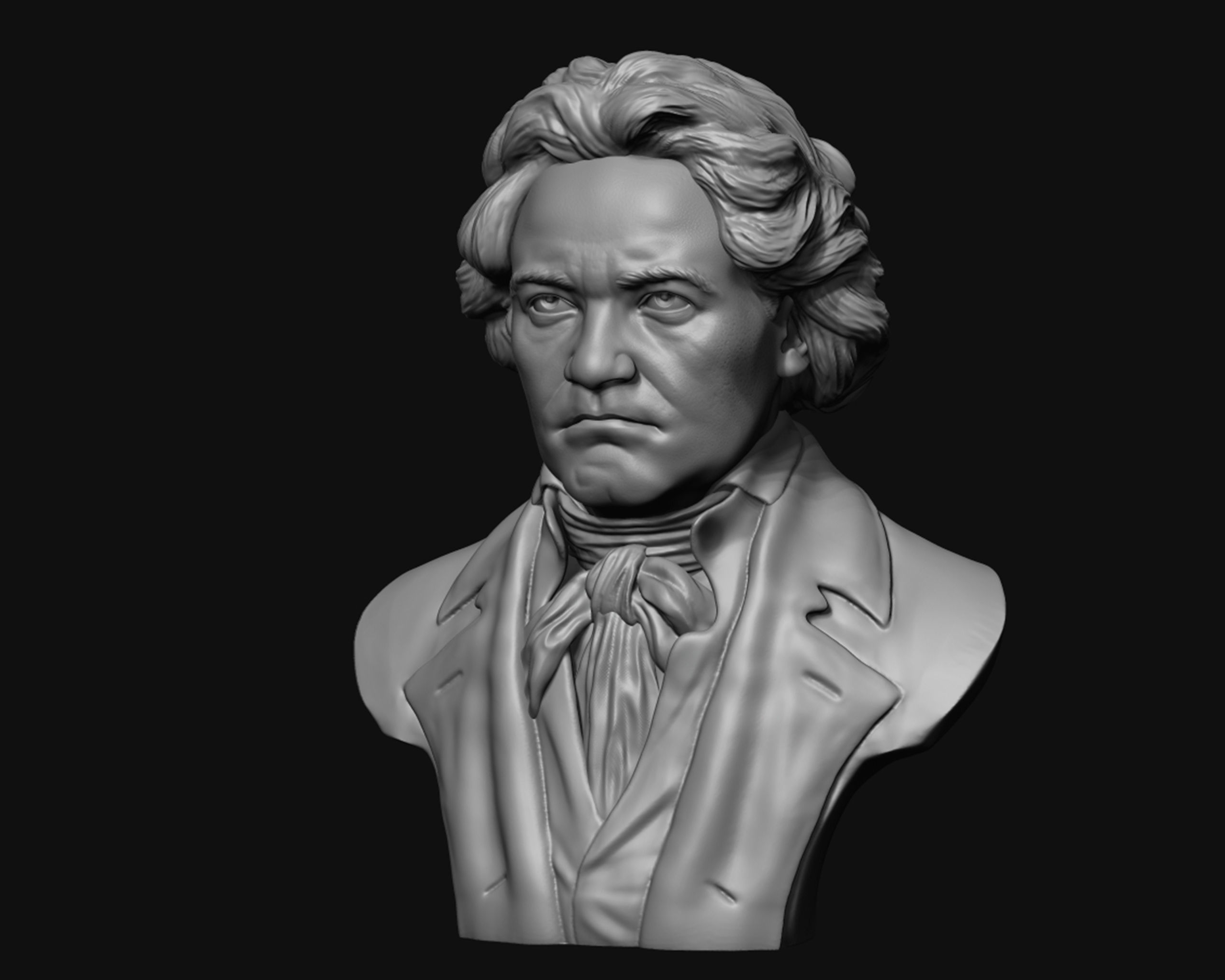 Ludwig van Beethoven portrait sculpture 3D print model_10