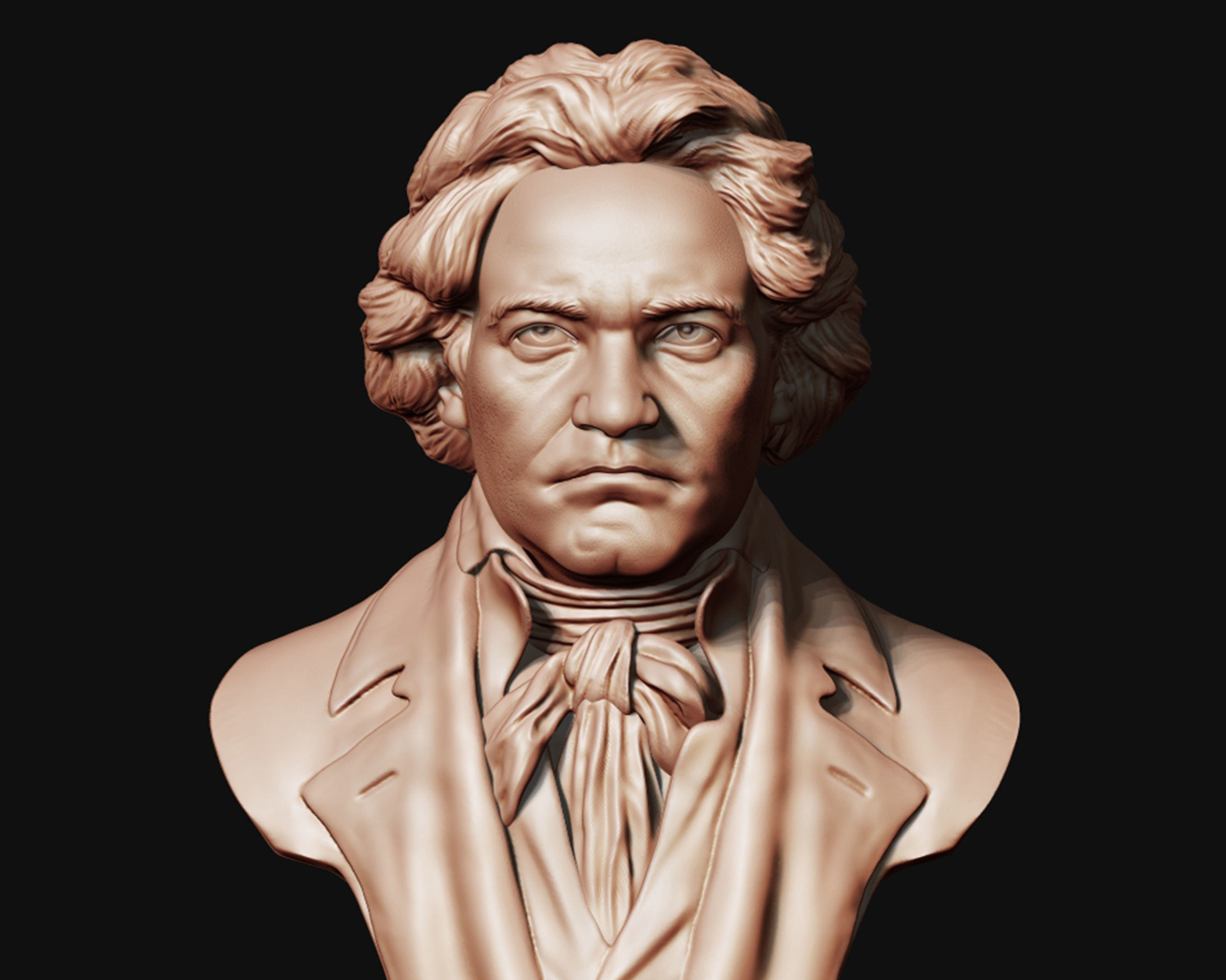 Ludwig van Beethoven portrait sculpture 3D print model_2