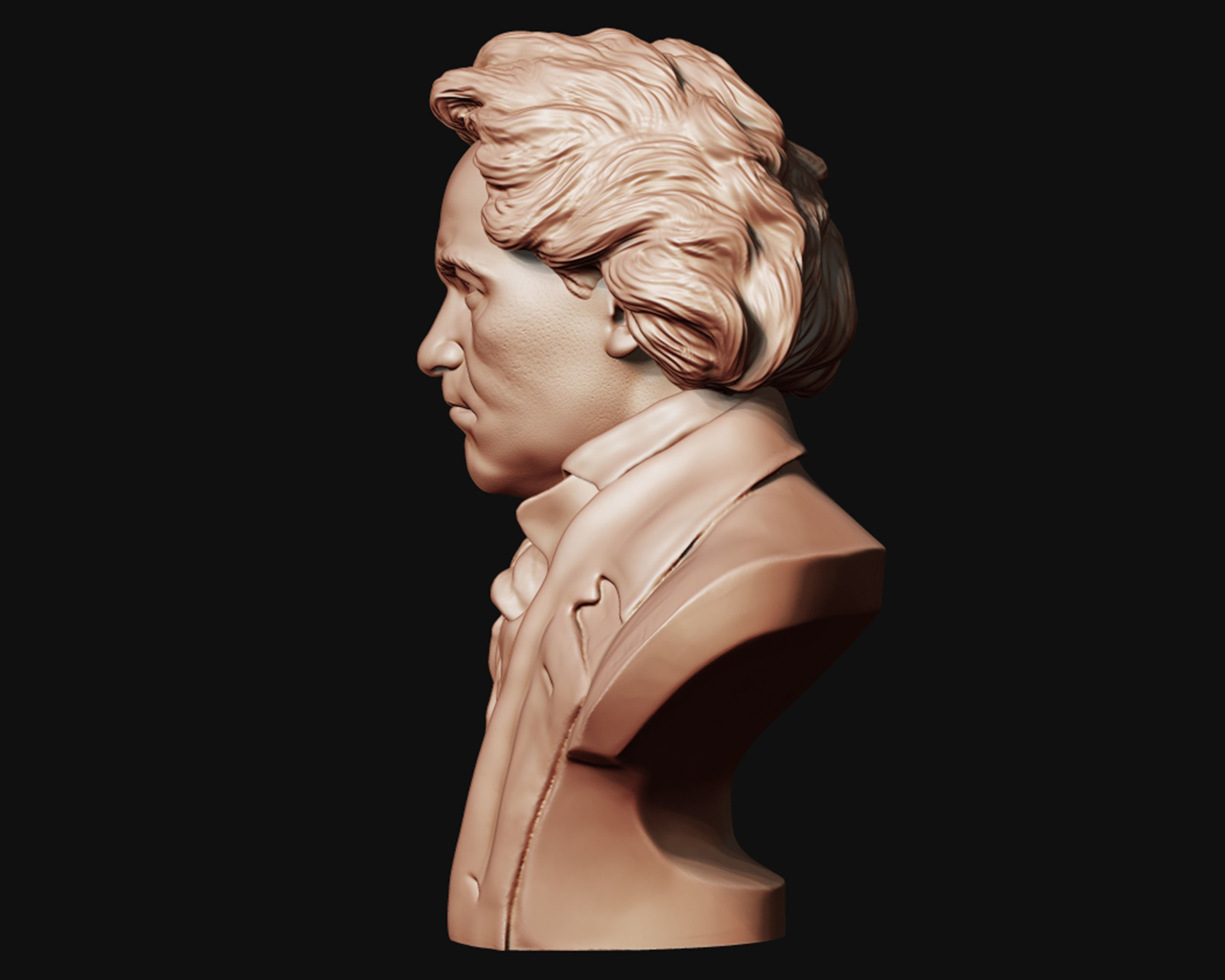 Ludwig van Beethoven portrait sculpture 3D print model_8