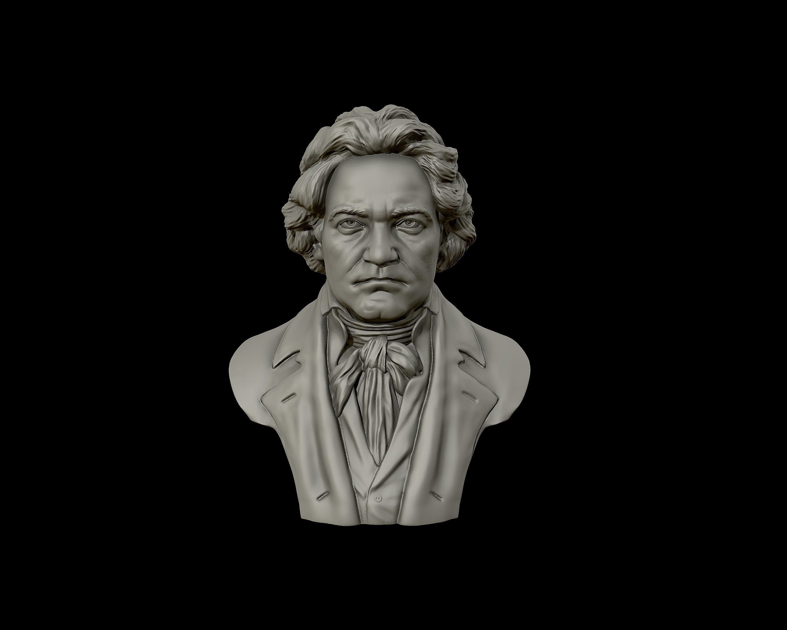 Ludwig van Beethoven portrait sculpture 3D print model_16