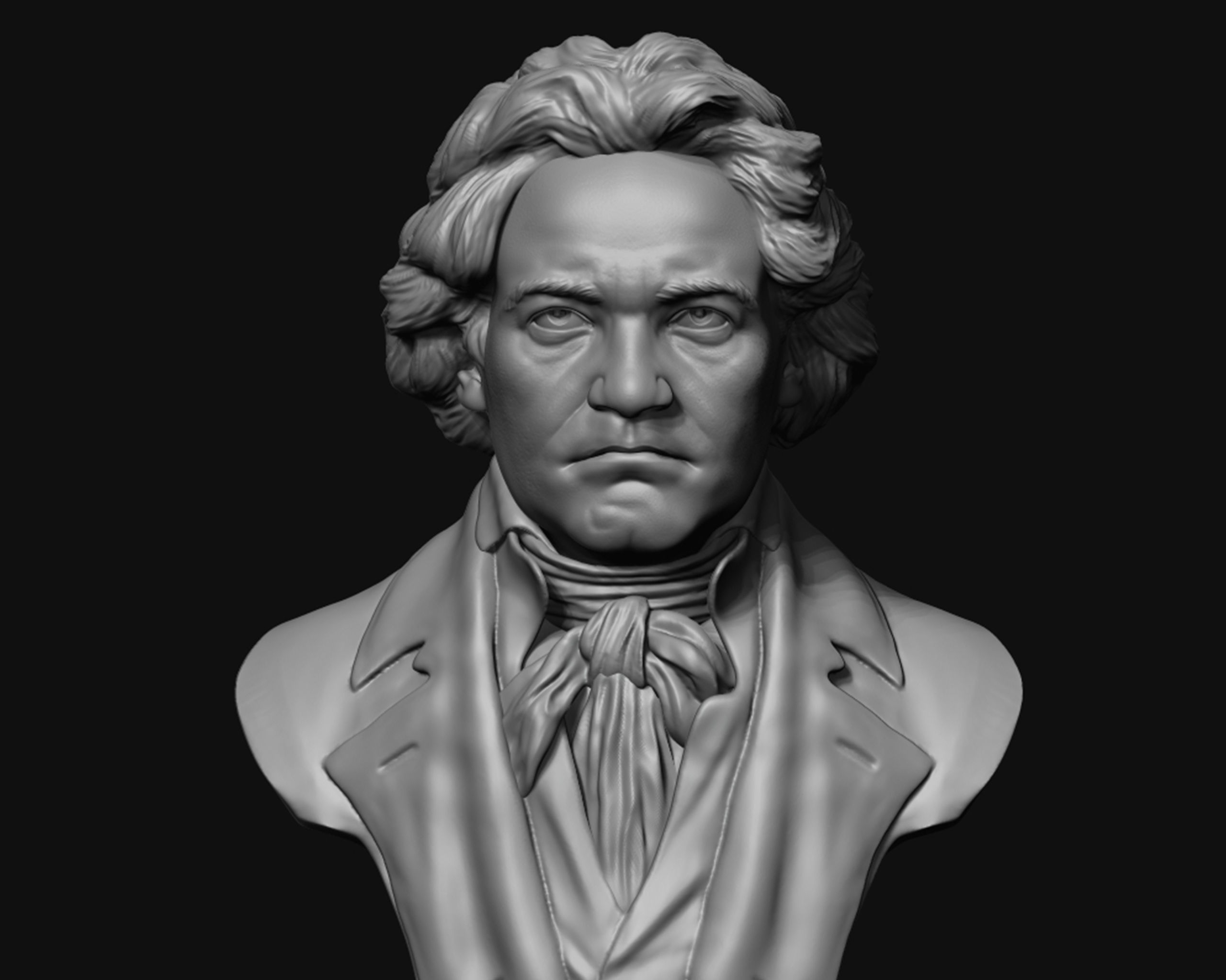 Ludwig van Beethoven portrait sculpture 3D print model_9