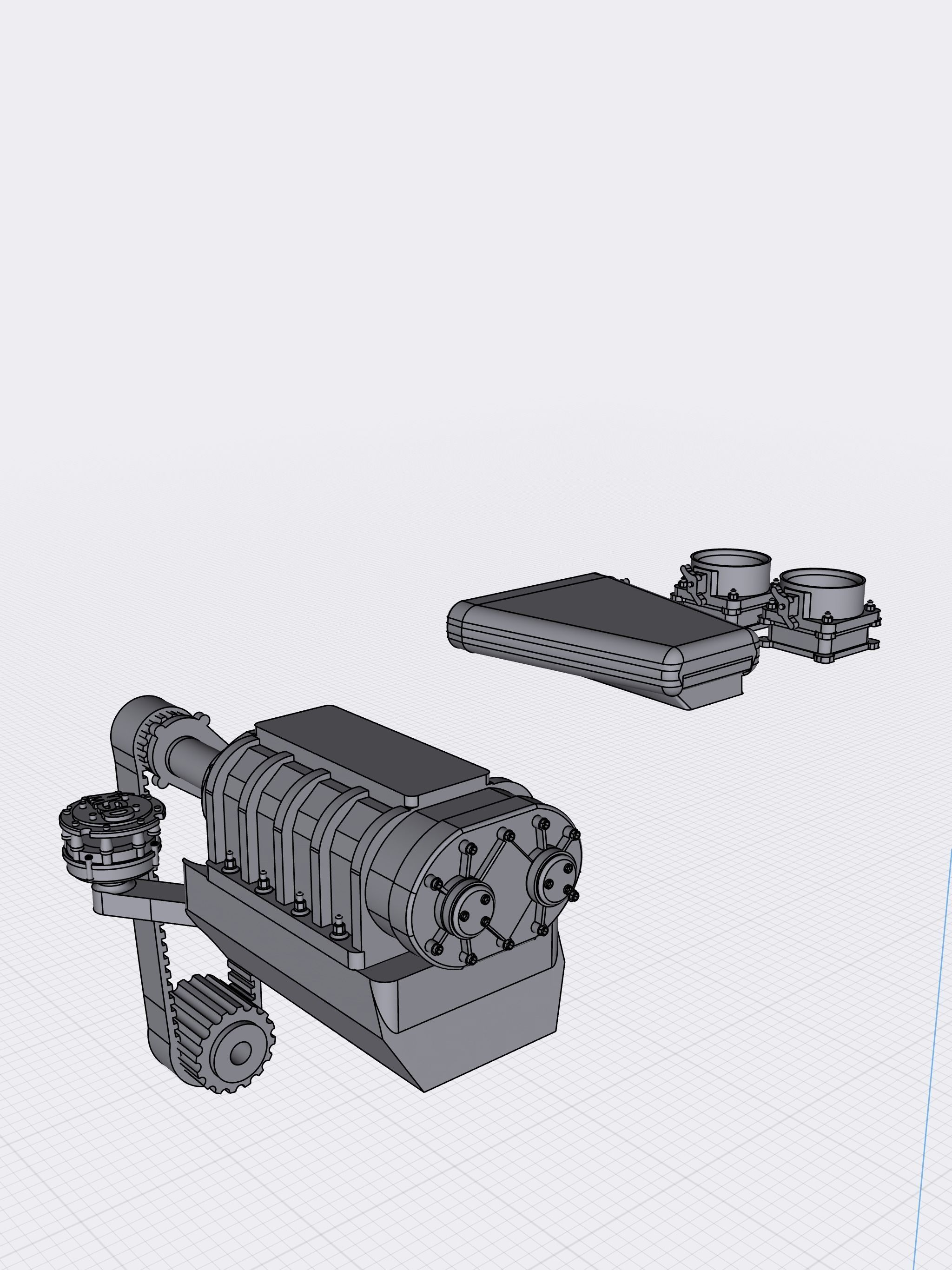 Roots Blower kit for Boss9 Kaase engine 1071 supercharger 3D print model_3