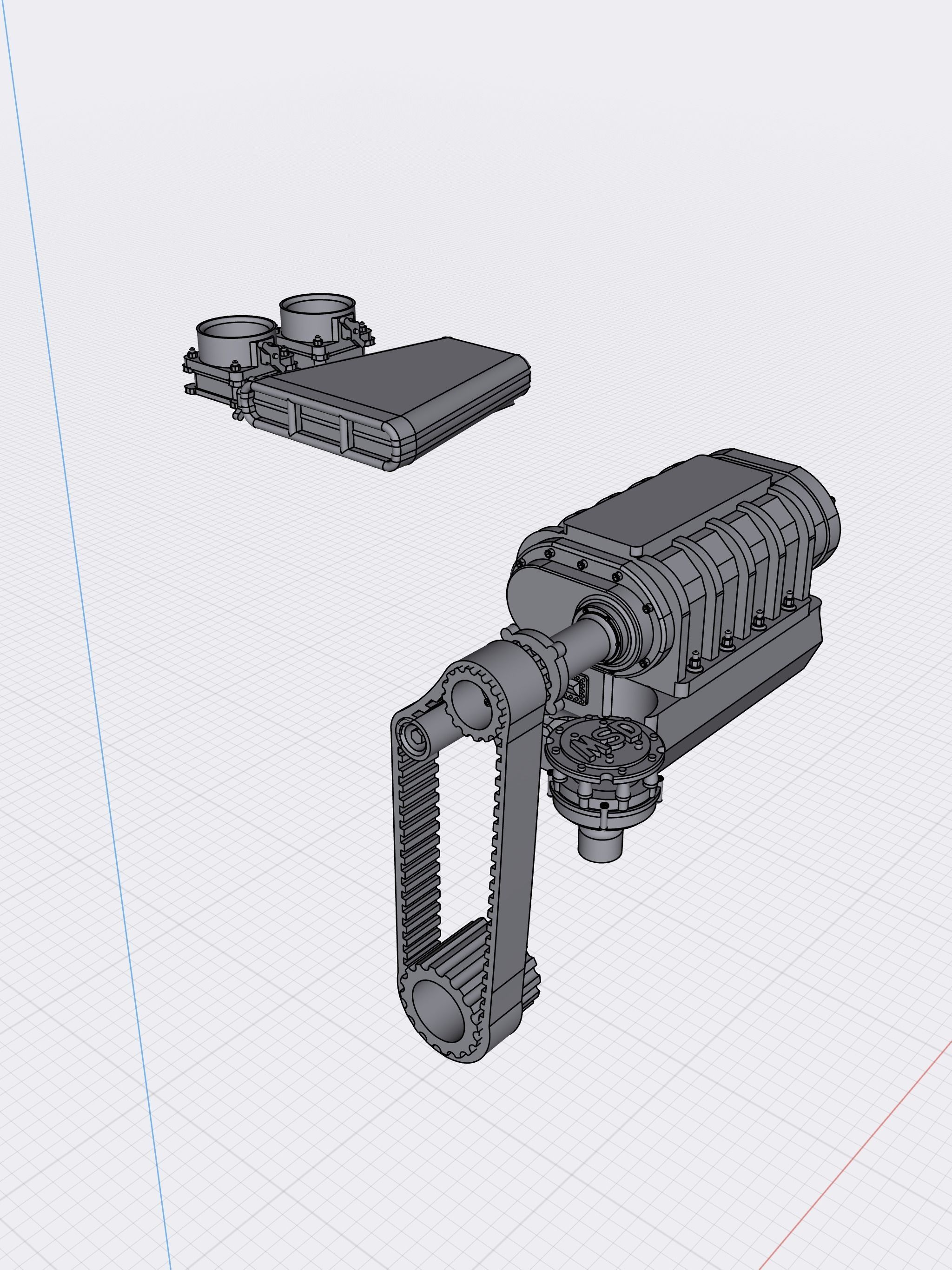 Roots Blower kit for Boss9 Kaase engine 1071 supercharger 3D print model_1