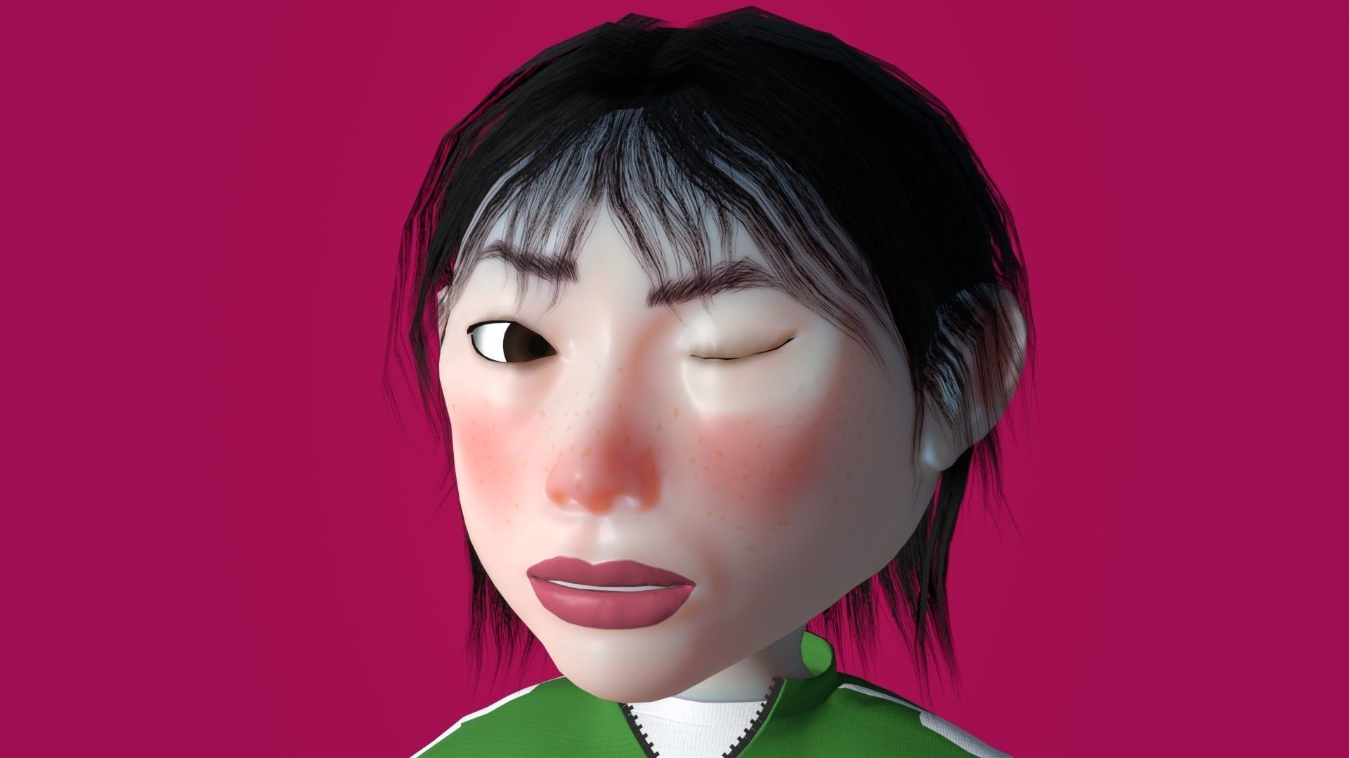 SquidGame Stylized Kang Sae-byeok GameReady low-poly rigged  Low-poly 3D model_7