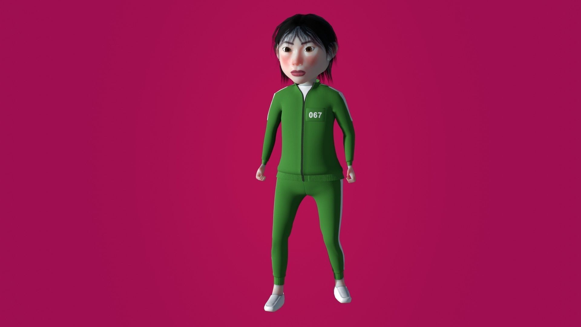 SquidGame Stylized Kang Sae-byeok GameReady low-poly rigged  Low-poly 3D model_2