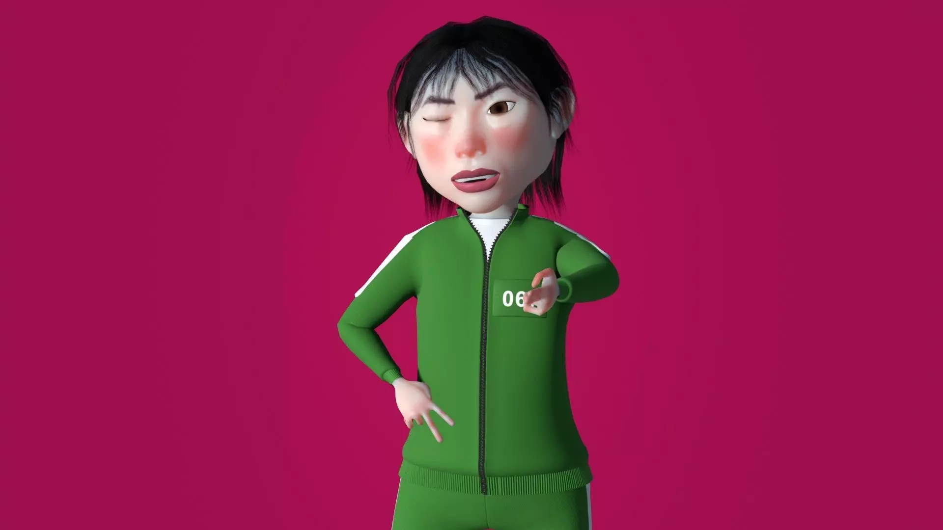 SquidGame Stylized Kang Sae-byeok GameReady low-poly rigged  Low-poly 3D model_0