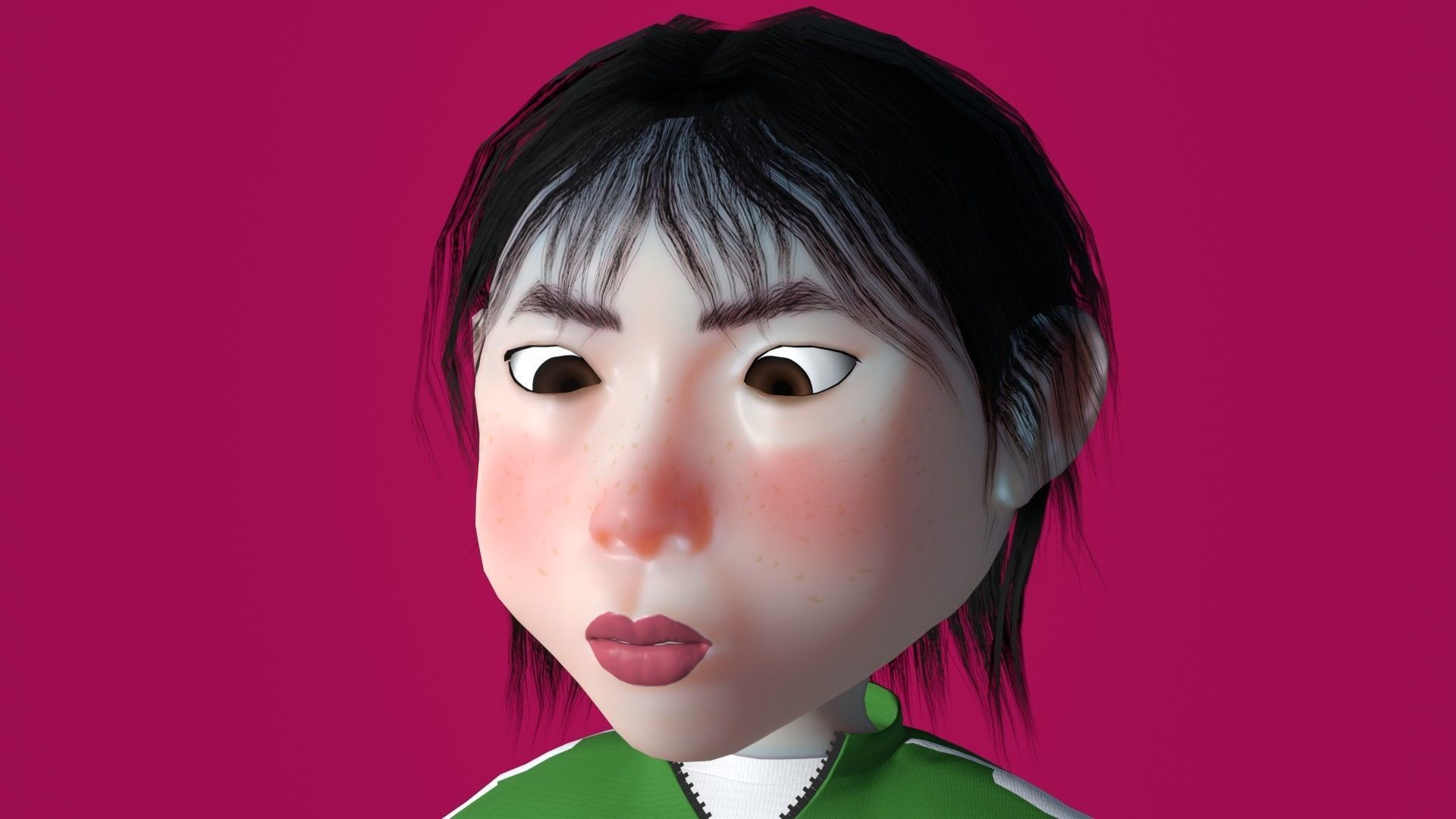 SquidGame Stylized Kang Sae-byeok GameReady low-poly rigged  Low-poly 3D model_6