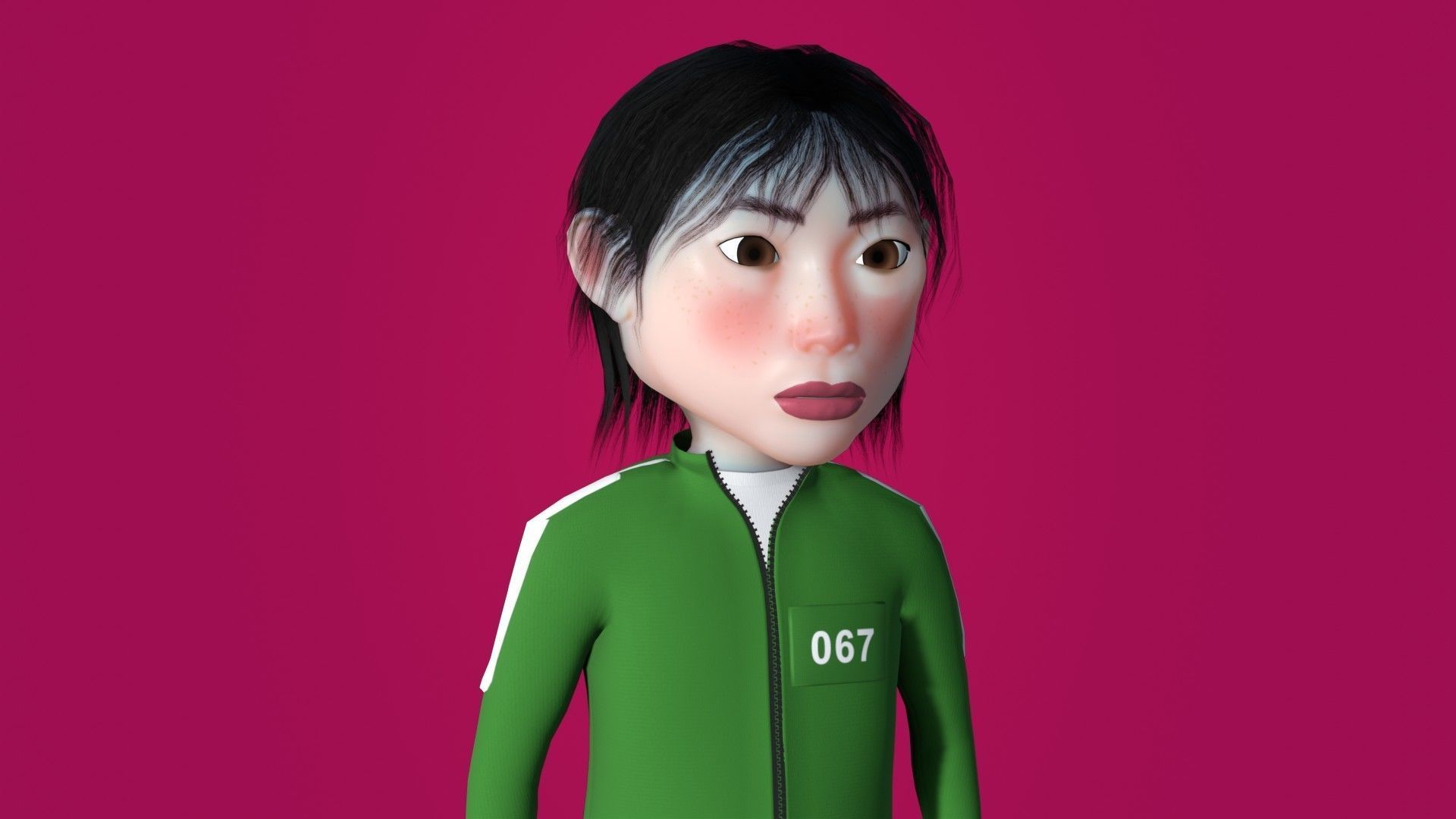 SquidGame Stylized Kang Sae-byeok GameReady low-poly rigged  Low-poly 3D model_4