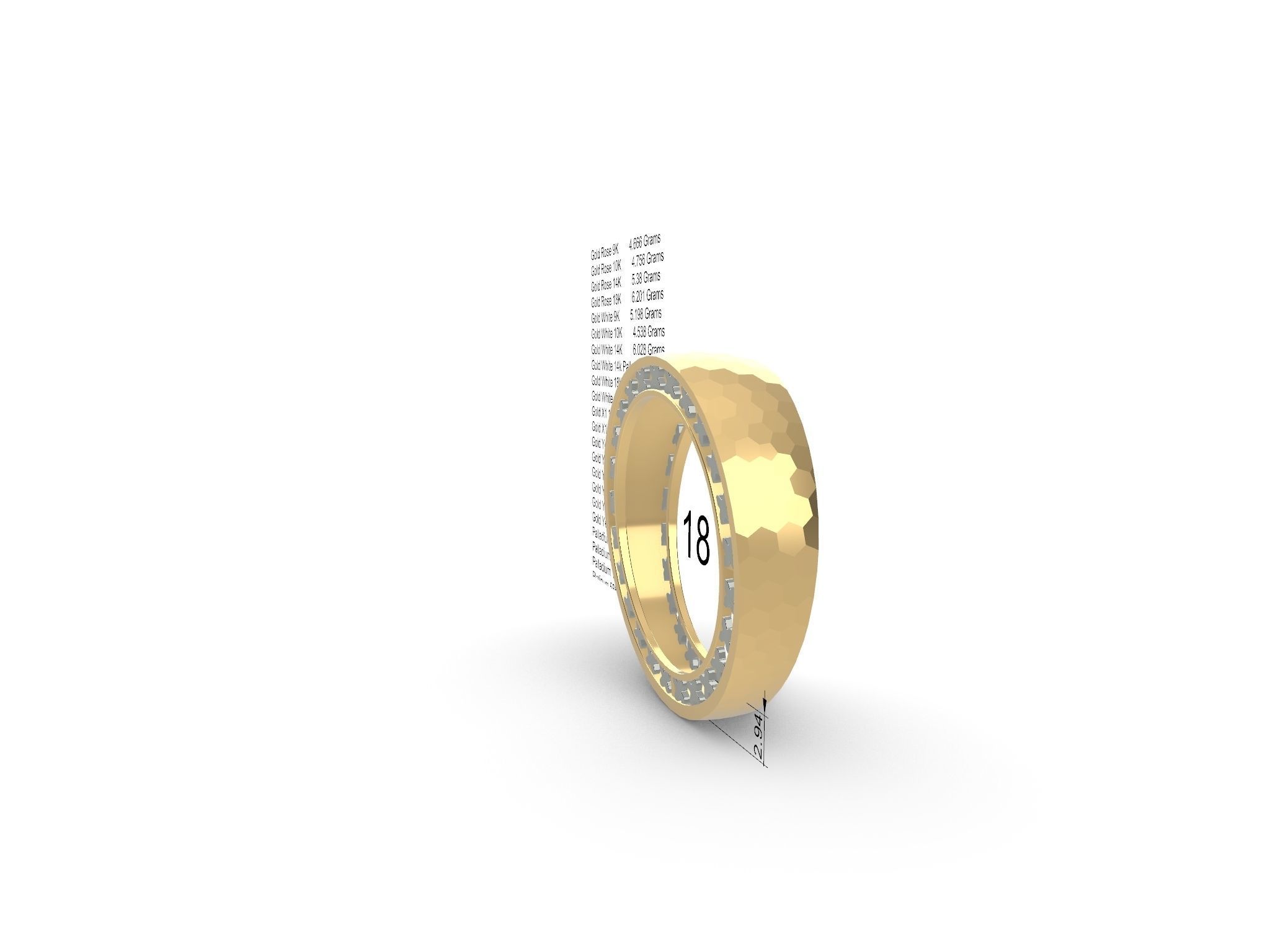 hammered texture ring stl file verified 3D print model_6