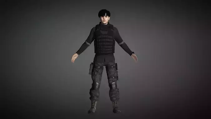 AAA Military Male Character 06 Low-poly 3D model