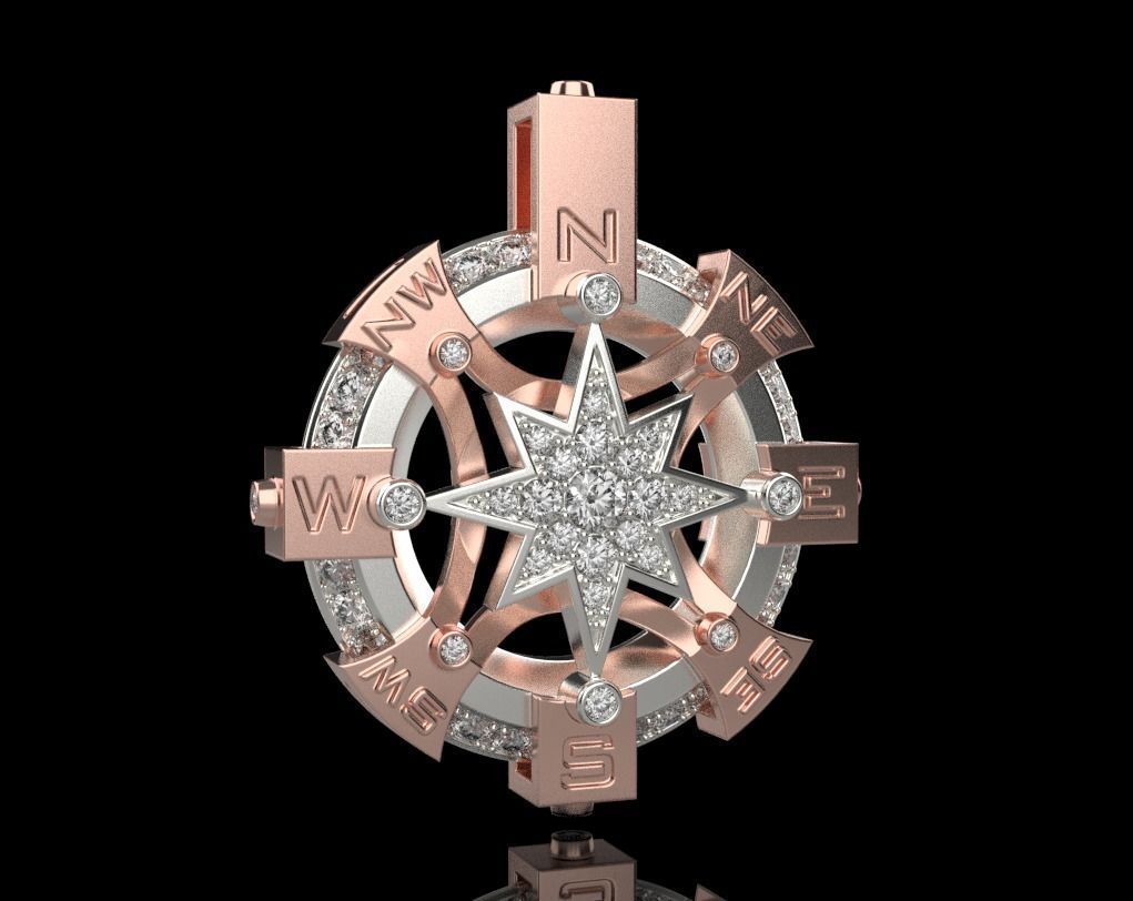 STYLISH MENS WIND ROSE PENDANT 3D print model_16