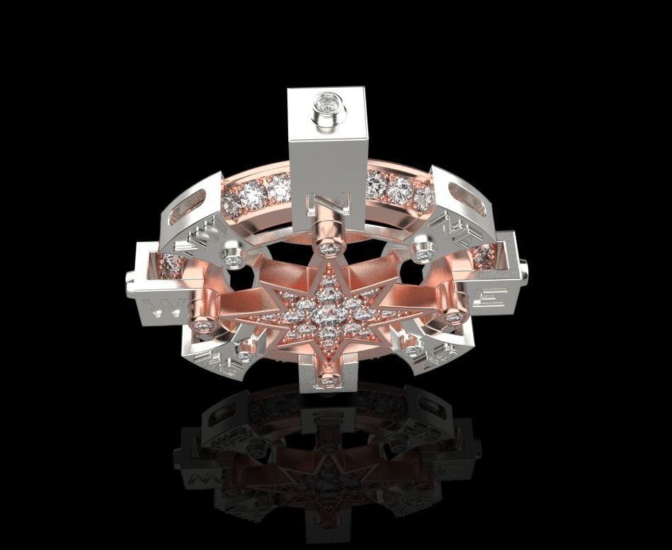 STYLISH MENS WIND ROSE PENDANT 3D print model_12