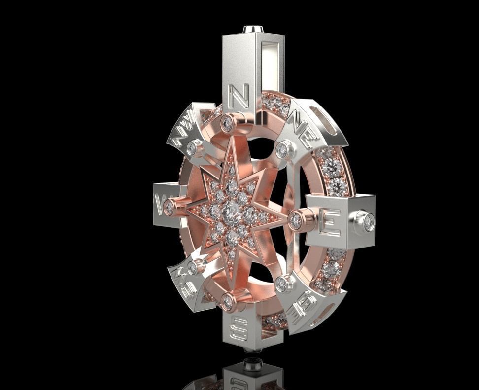 STYLISH MENS WIND ROSE PENDANT 3D print model_8