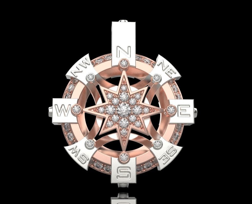 STYLISH MENS WIND ROSE PENDANT 3D print model_11
