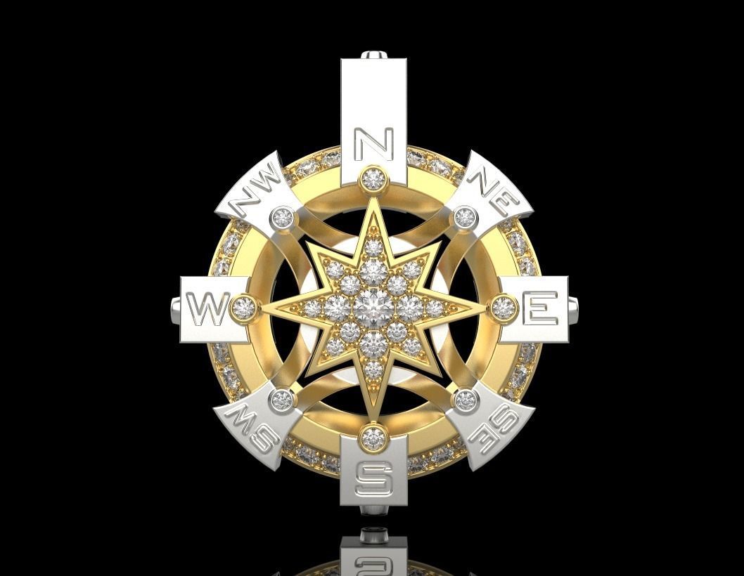 STYLISH MENS WIND ROSE PENDANT 3D print model_10