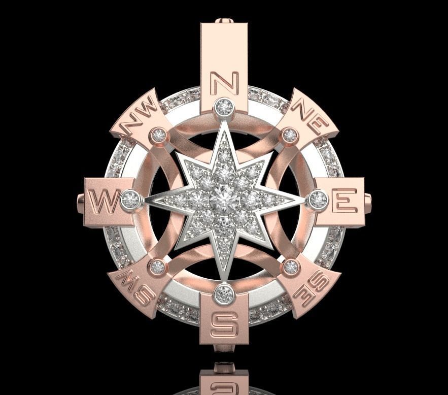 STYLISH MENS WIND ROSE PENDANT 3D print model_14