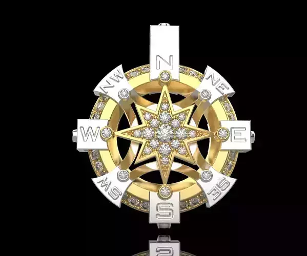 STYLISH MENS WIND ROSE PENDANT 3D print model