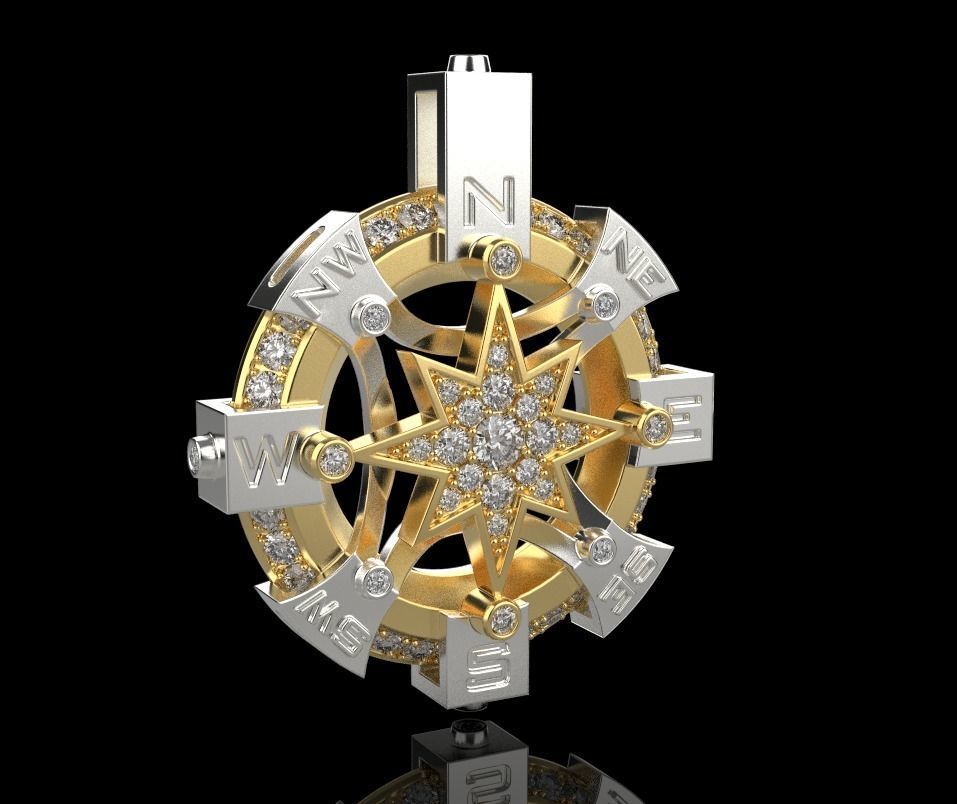 STYLISH MENS WIND ROSE PENDANT 3D print model_9