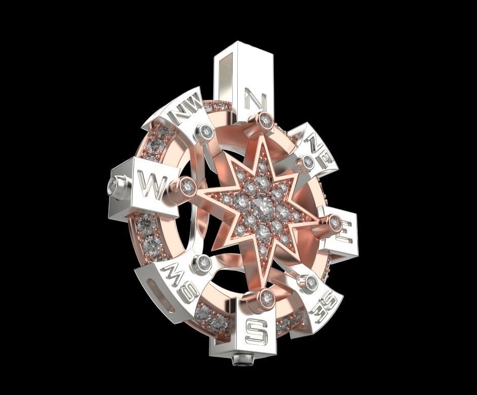 STYLISH MENS WIND ROSE PENDANT 3D print model_13