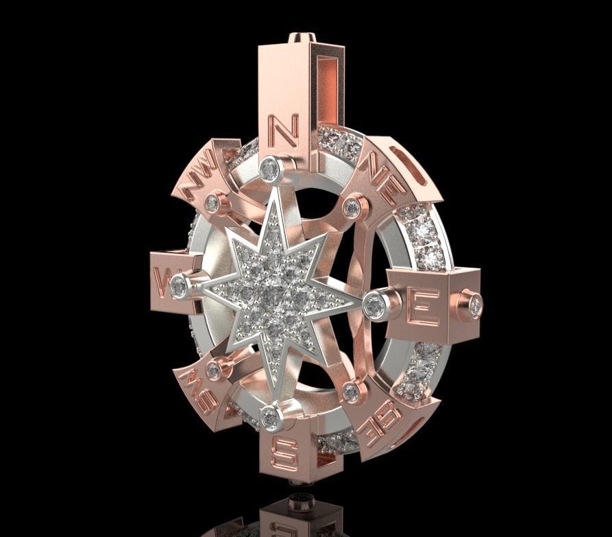 STYLISH MENS WIND ROSE PENDANT 3D print model_15