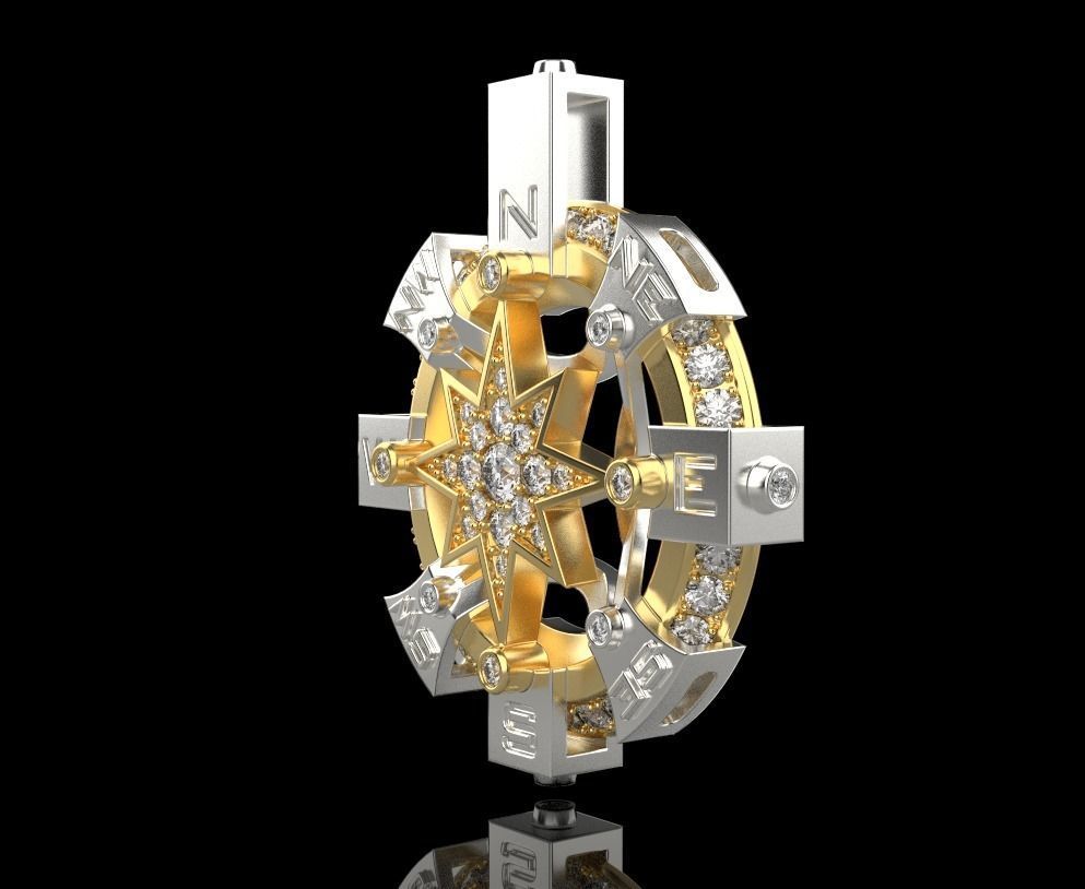 STYLISH MENS WIND ROSE PENDANT 3D print model_7