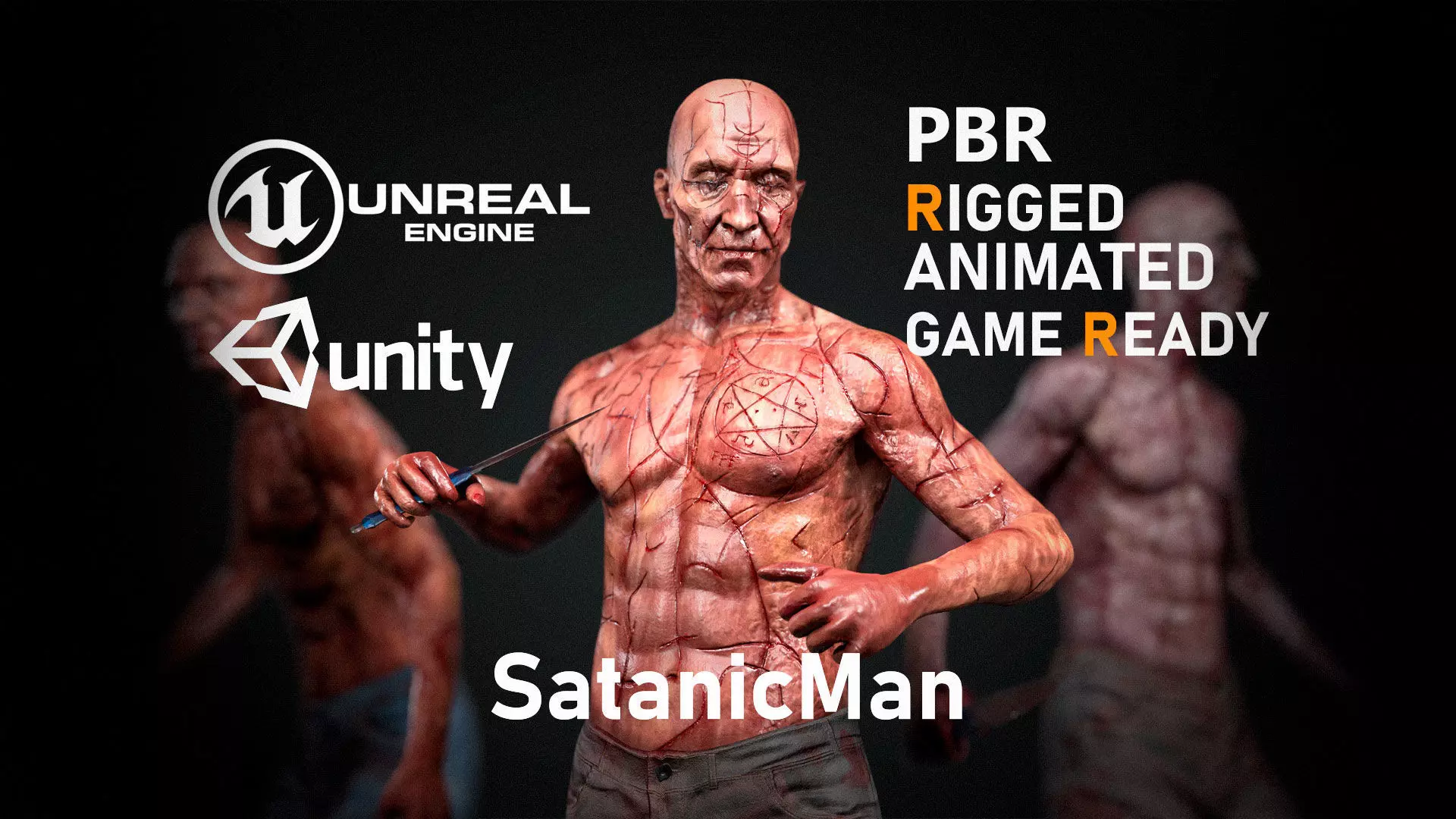 SatanicMan satanic man Low-poly 3D model_0