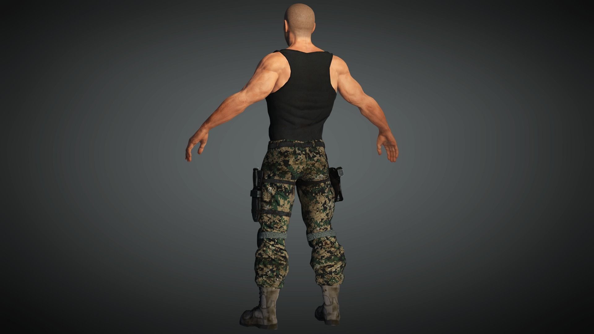 AAA Military Male Character 08 Low-poly 3D model_13