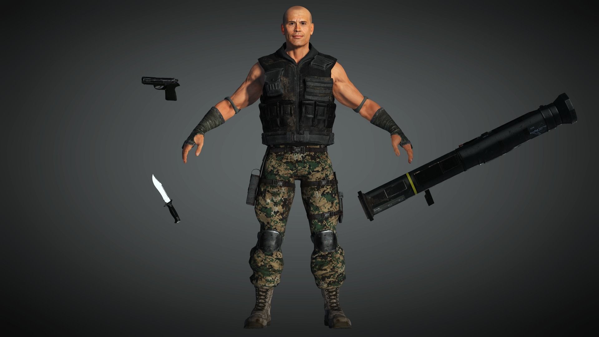 AAA Military Male Character 08 Low-poly 3D model_2