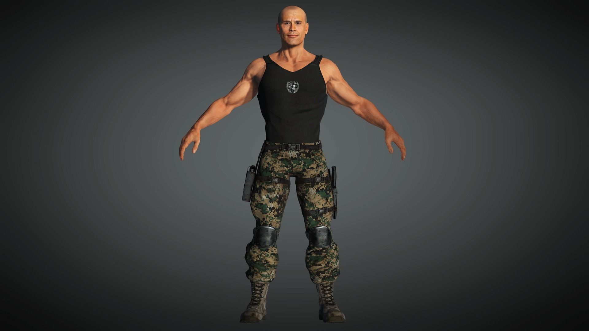 AAA Military Male Character 08 Low-poly 3D model_4