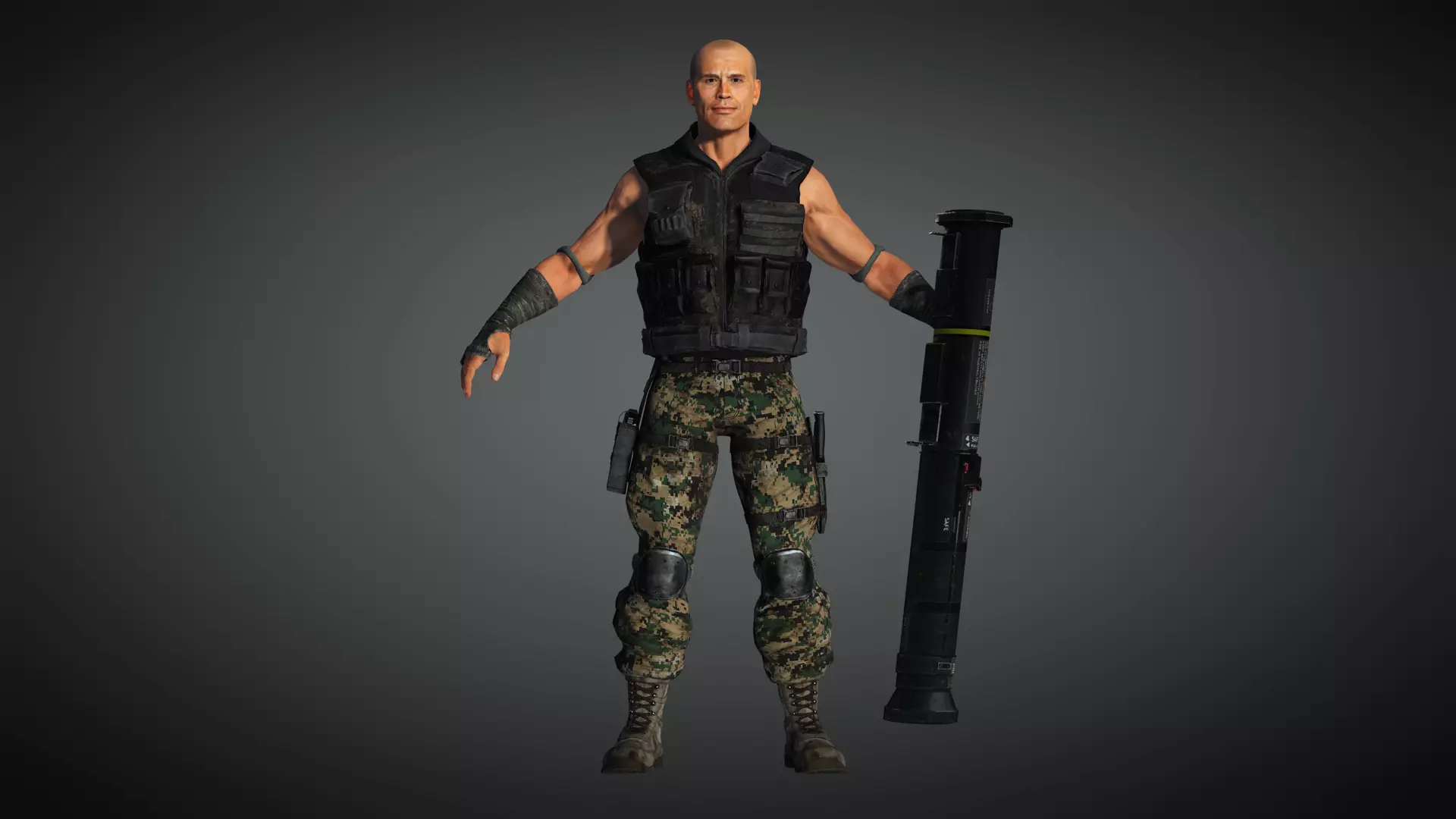 AAA Military Male Character 08 Low-poly 3D model_0