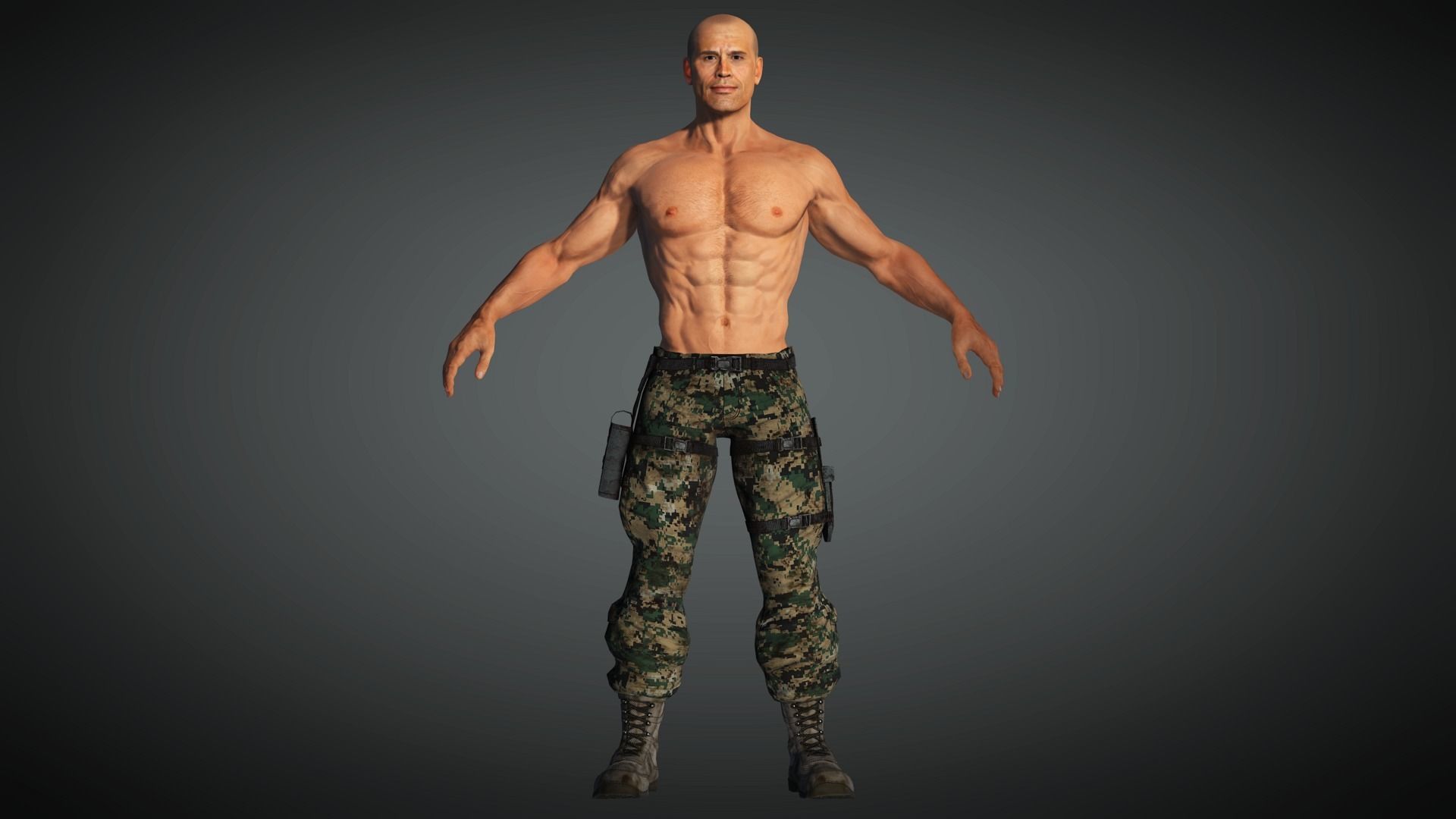 AAA Military Male Character 08 Low-poly 3D model_8