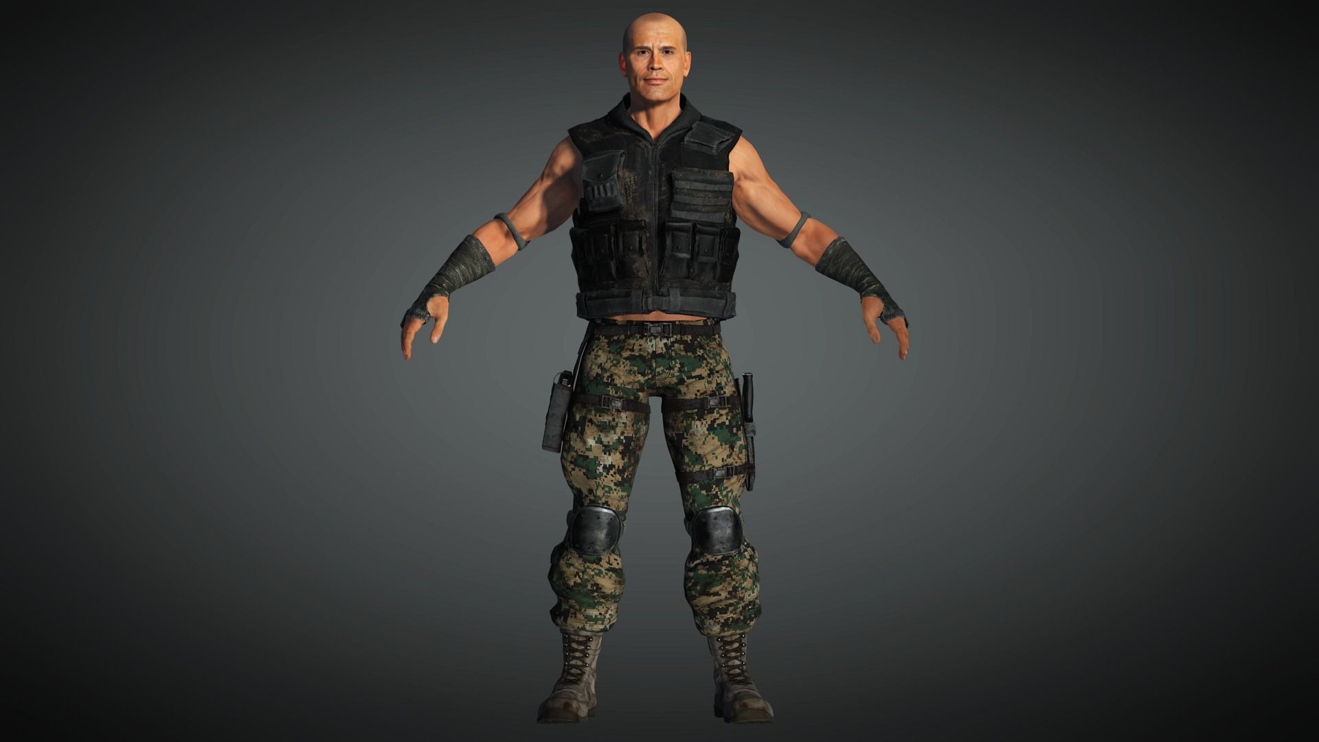 AAA Military Male Character 08 Low-poly 3D model_6