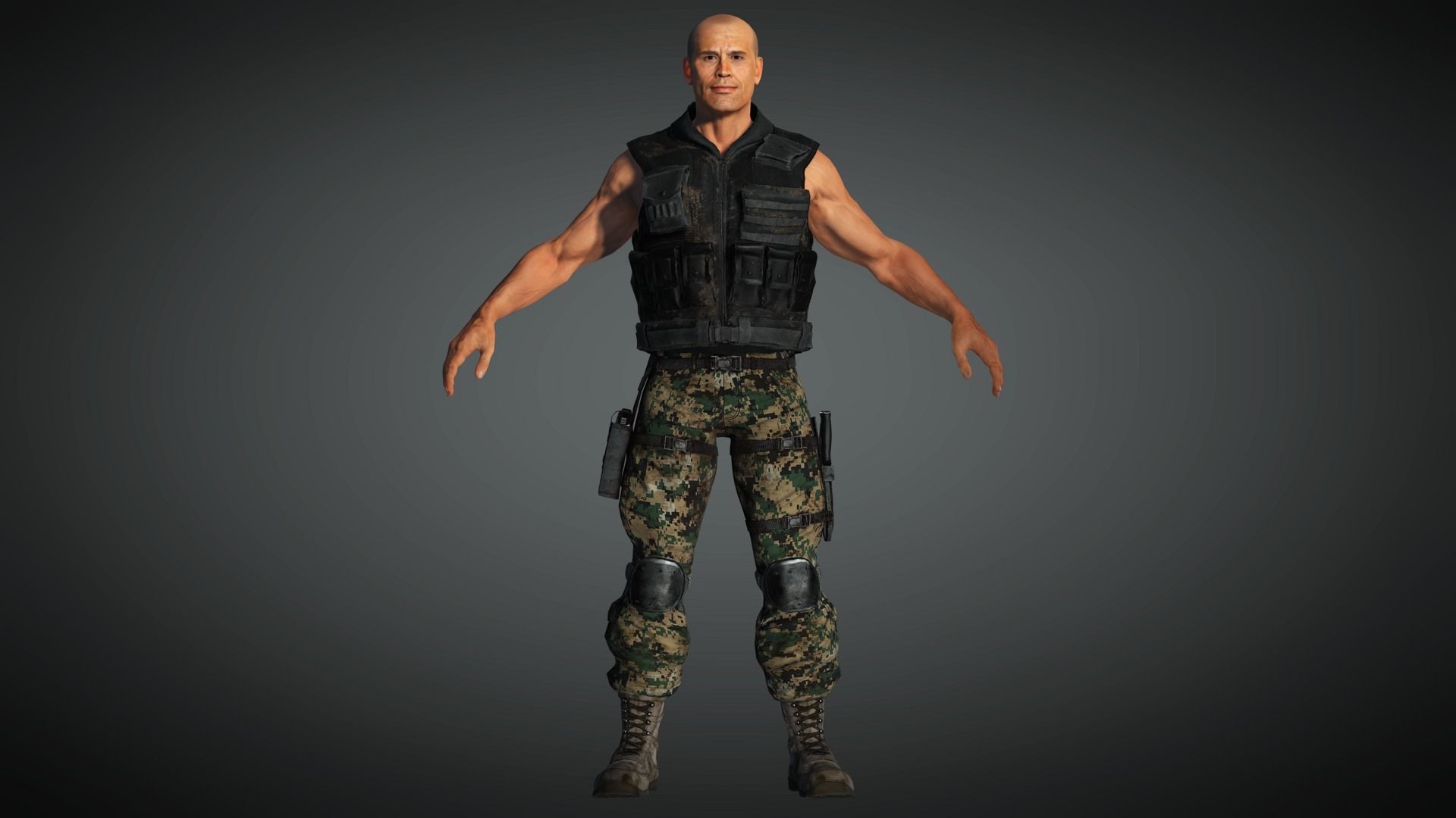AAA Military Male Character 08 Low-poly 3D model_3