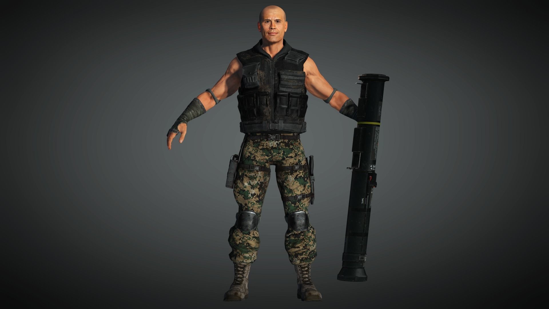 AAA Military Male Character 08 Low-poly 3D model_1
