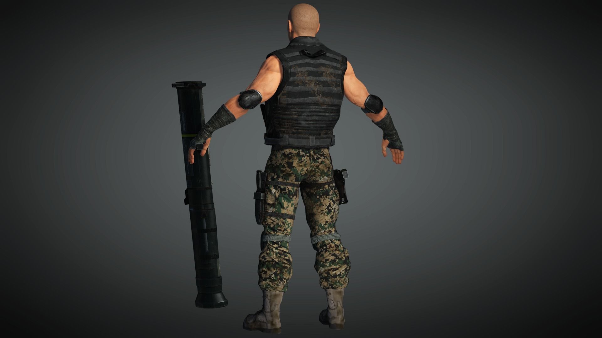 AAA Military Male Character 08 Low-poly 3D model_10