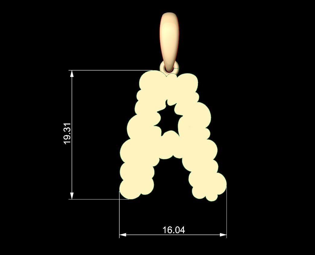 Initial Letters Pendant Cotton Cloud A 3D print model_4