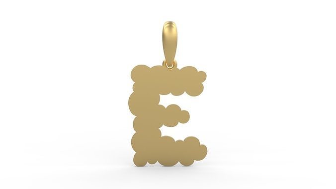 Initial Letters Pendant Cotton Cloud E 3D print model