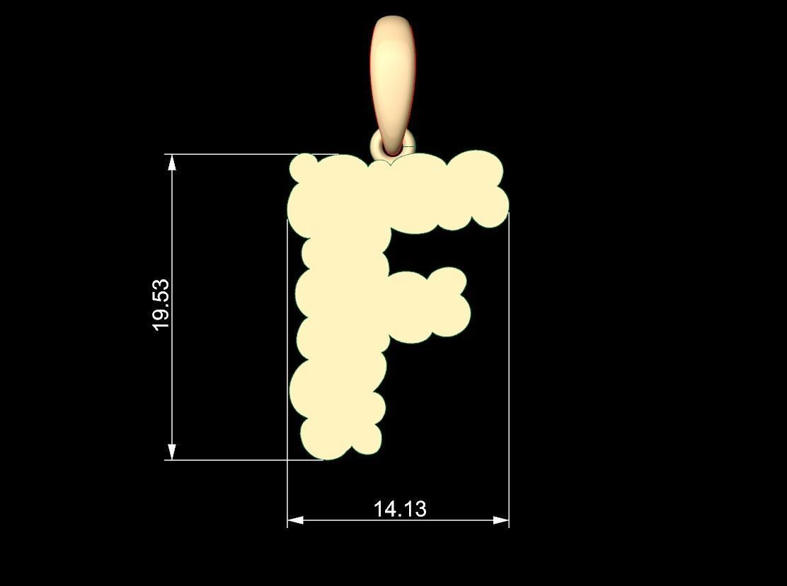 Initial Letters Pendant Cotton Cloud F 3D print model_4