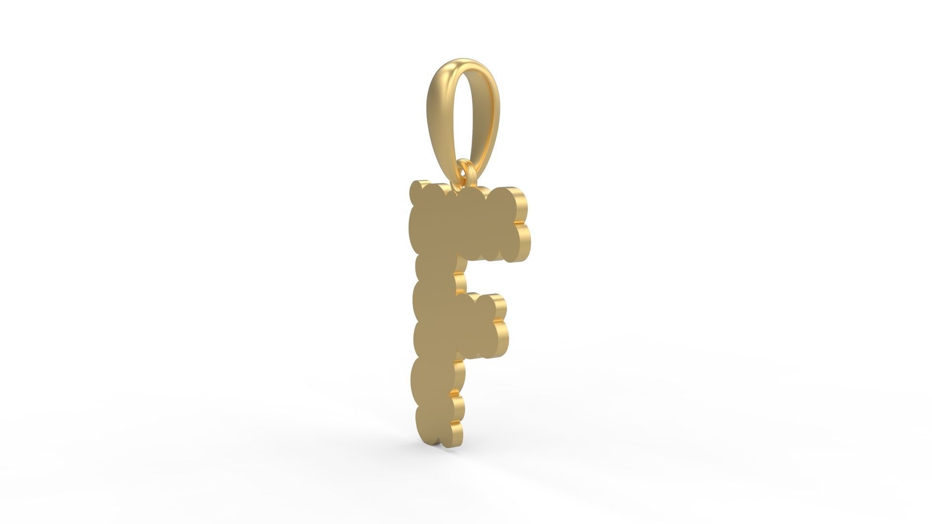Initial Letters Pendant Cotton Cloud F 3D print model_1