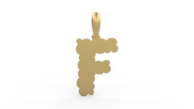 Initial Letters Pendant Cotton Cloud F 3D print model