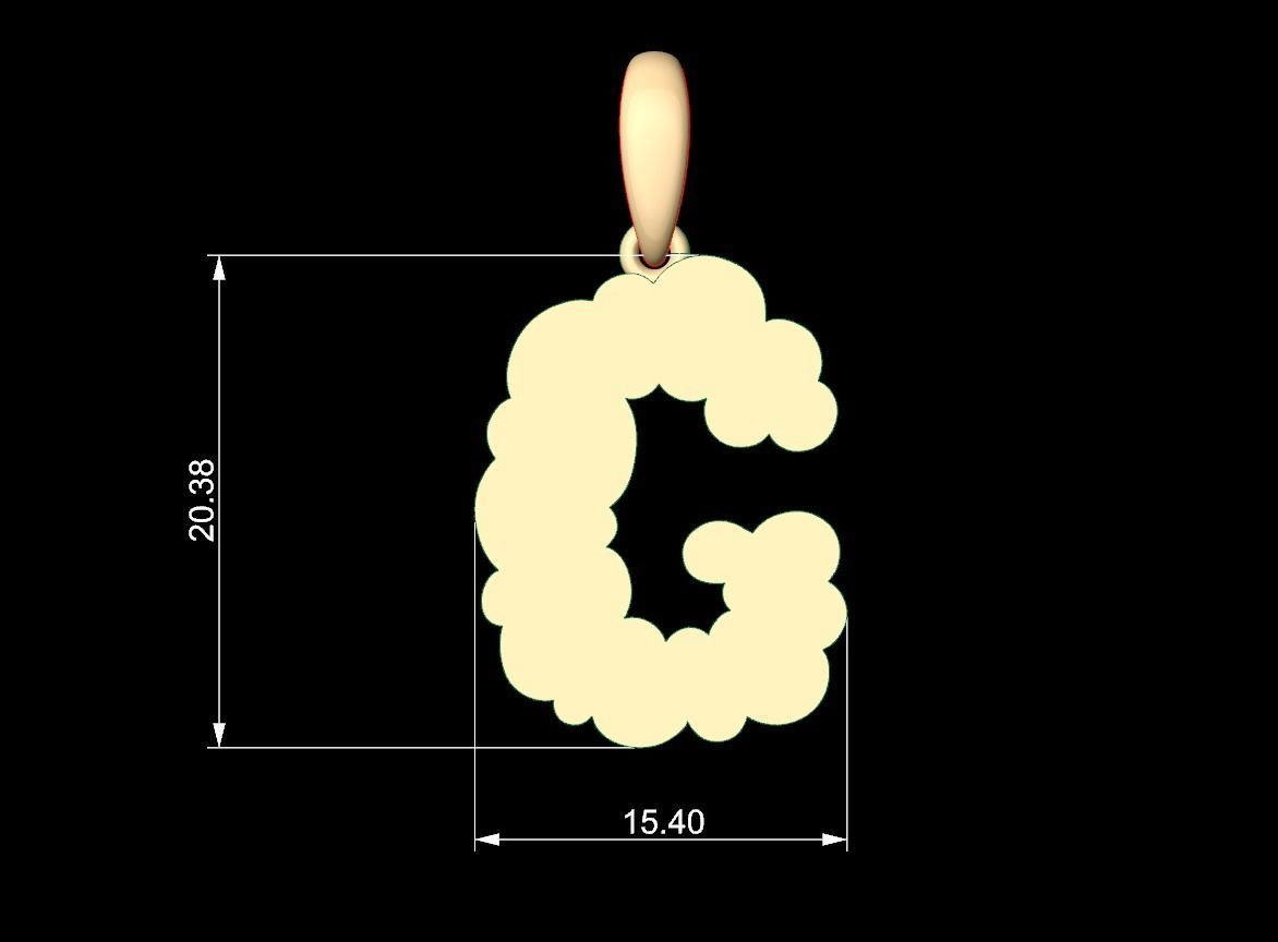 Initial Letters Pendant Cotton Cloud G 3D print model_4