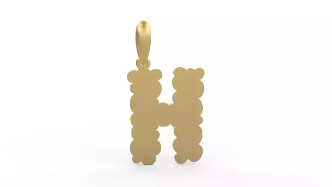 Initial Letters Pendant Cotton Cloud H 3D print model