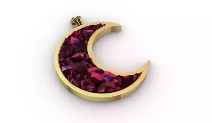 MOON PENDANT INTERCHANGEABLE CRYSTAL 3D print model
