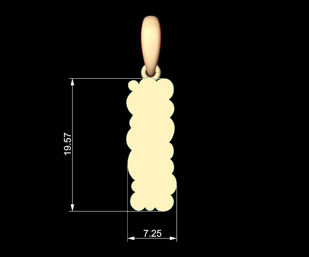 Initial Letters Pendant Cotton Cloud I 3D print model_4