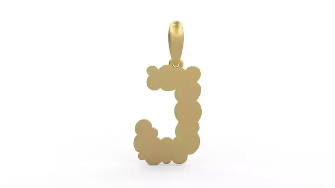 Initial Letters Pendant Cotton Cloud J 3D print model