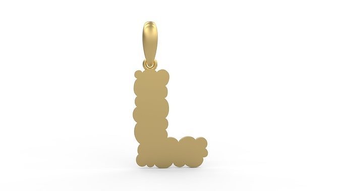 Initial Letters Pendant Cotton Cloud L 3D print model