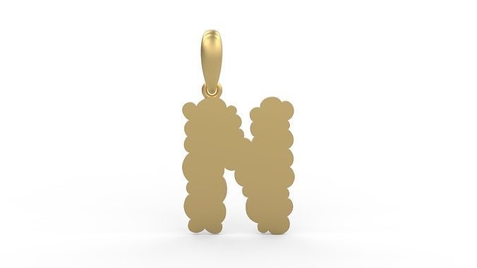 Initial Letters Pendant Cotton Cloud N 3D print model