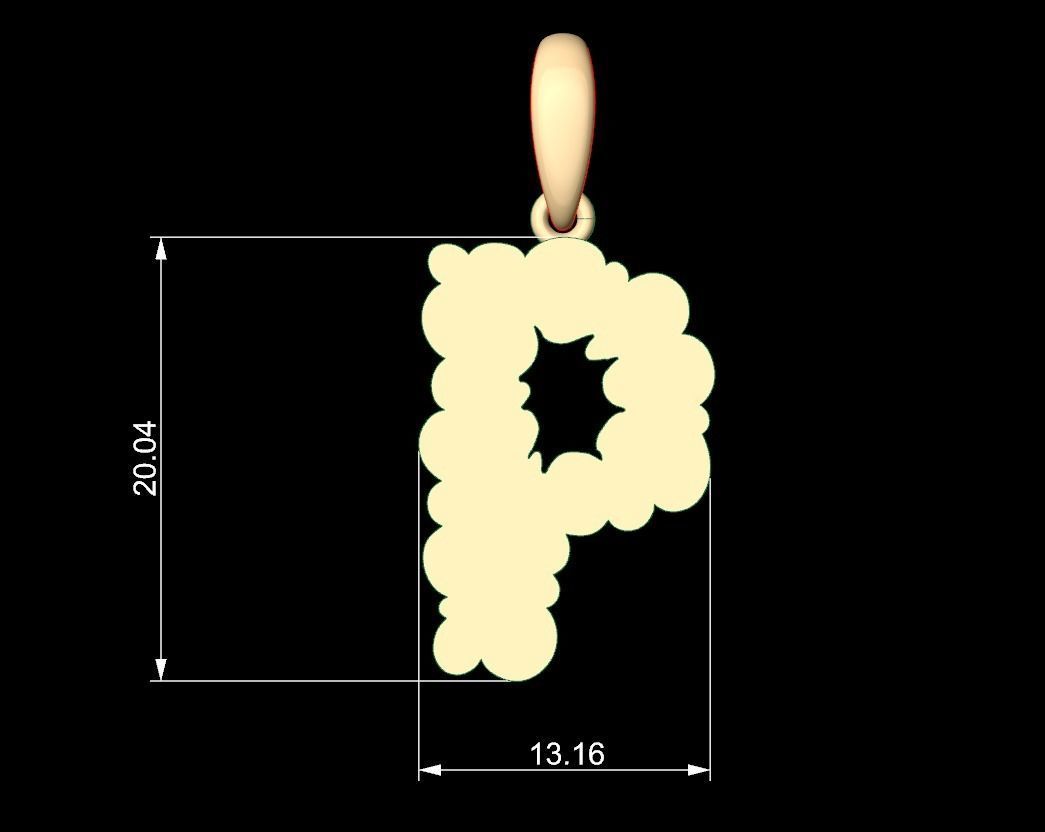 Initial Letters Pendant Cotton Cloud P 3D print model_4