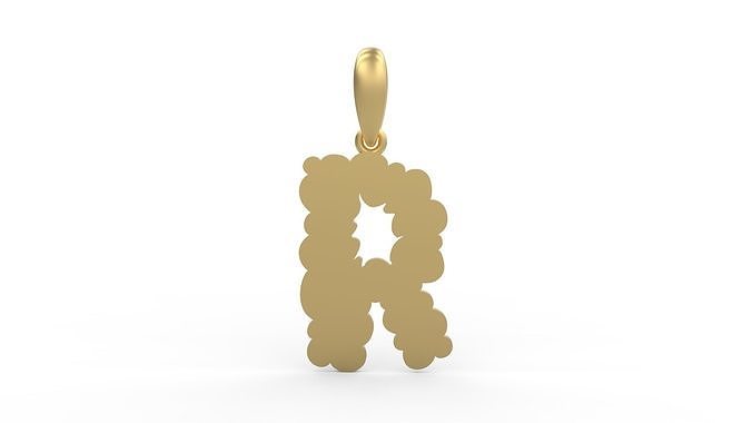 Initial Letters Pendant Cotton Cloud R 3D print model