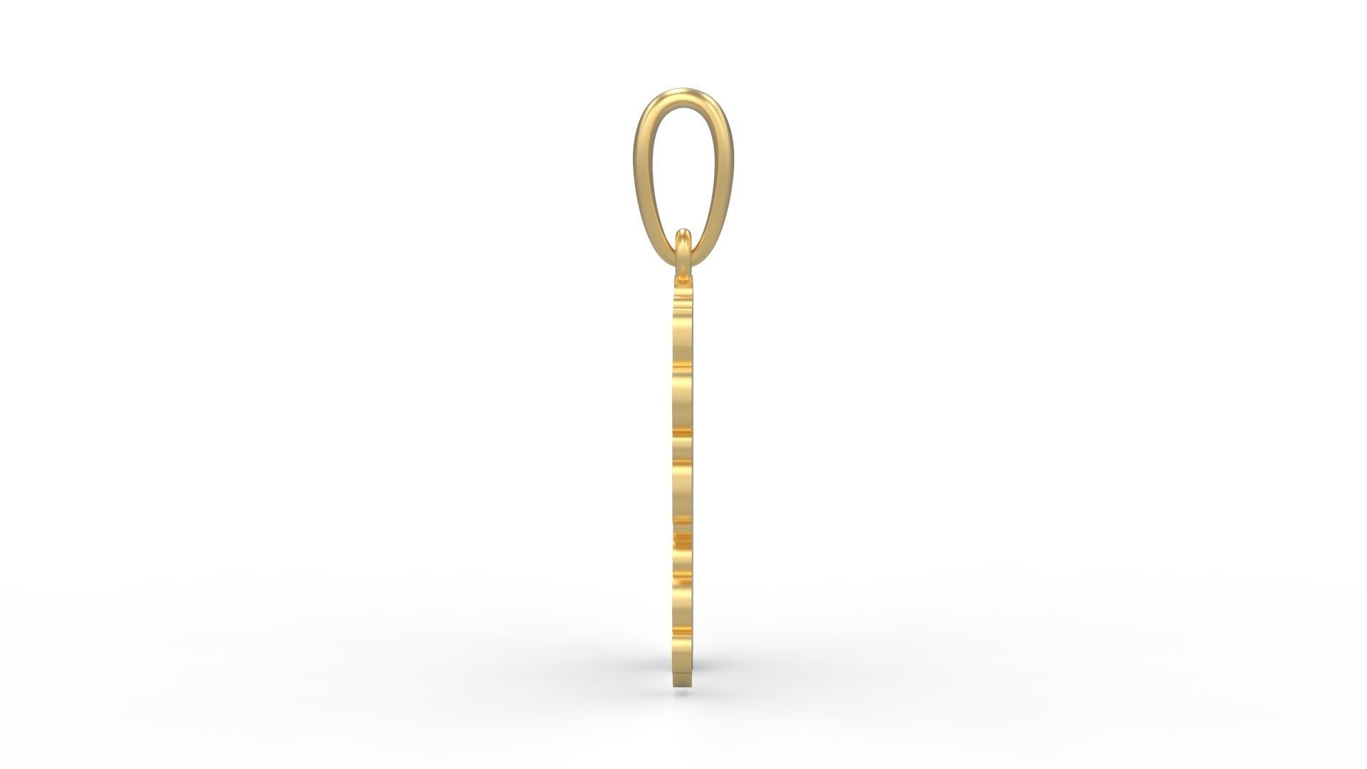 Initial Letters Pendant Cotton Cloud R 3D print model_2